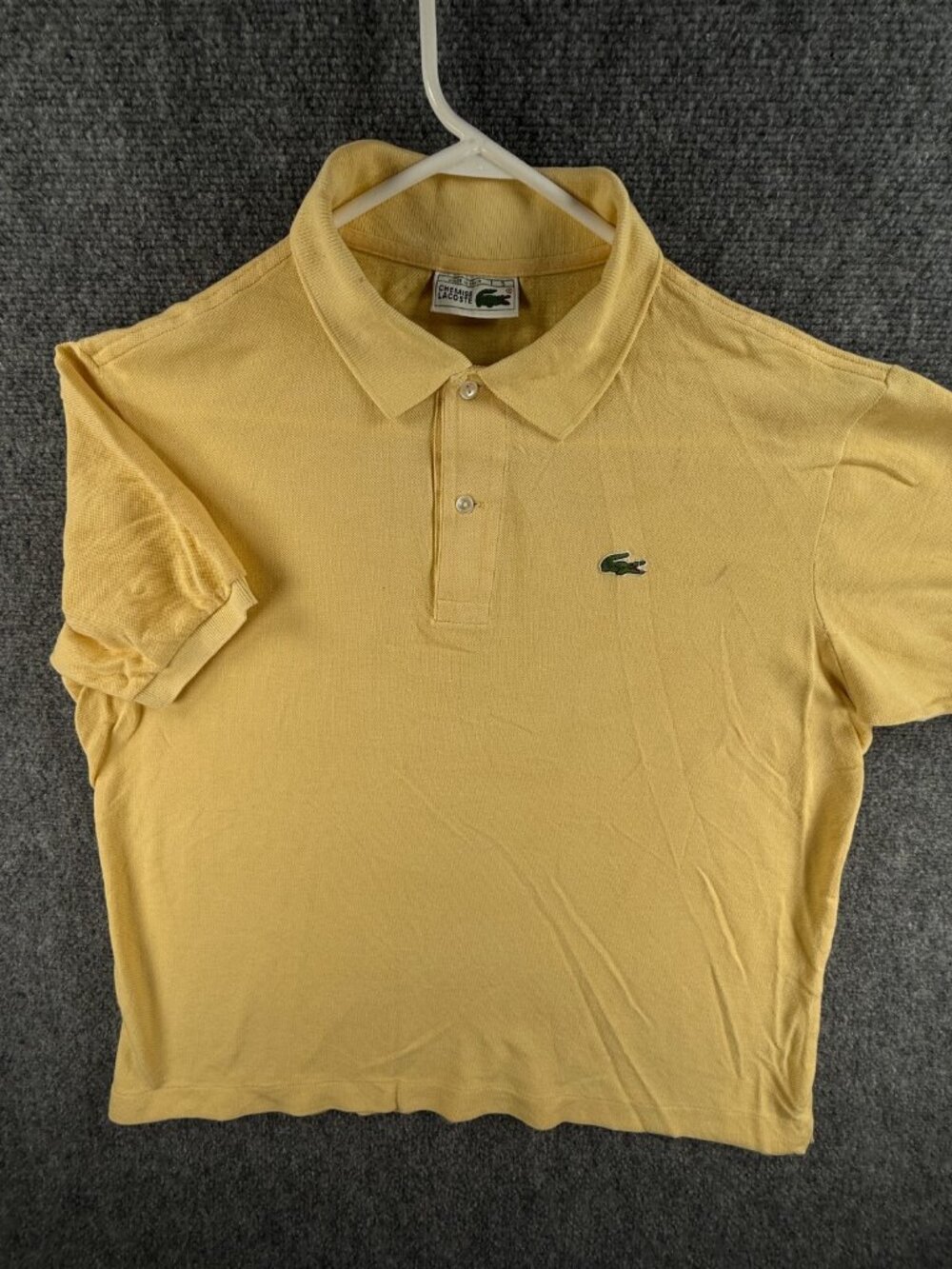 VTG Chemise Lacoste Yellow Size 5 Polo Shirt Adult Croc Logo Short Sleeve Cotton